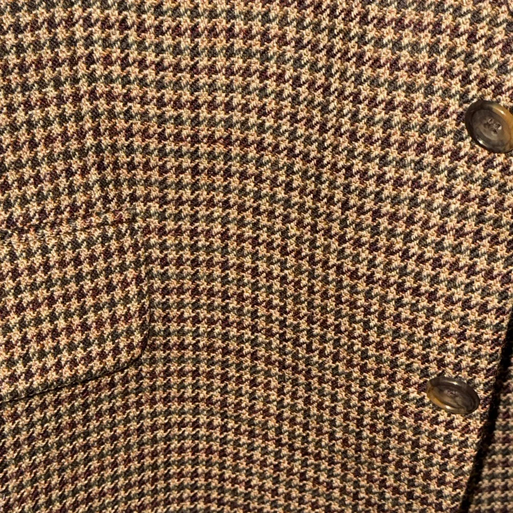 Oscar De La Renta Men’s Houndstooth Suit Jacket Coat Brown Checkered Blazer 46R